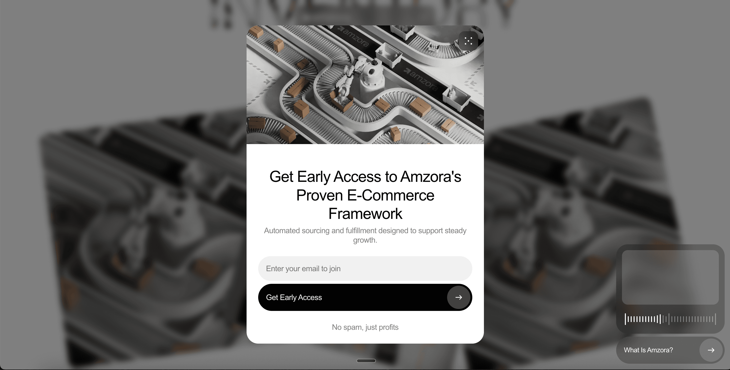 Amzora early access lead generation modal